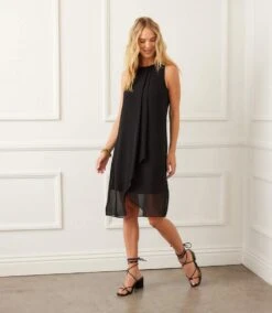 Sleeveless Draped Crossover Dress