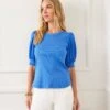 Puff Sleeve Contrast Shirttail Top