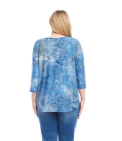 Plus Size 3/4 Sleeve Burnout Shirttail Top -Karen Kane Store 2L28300W TD karenkane 2025 Summer 00 3