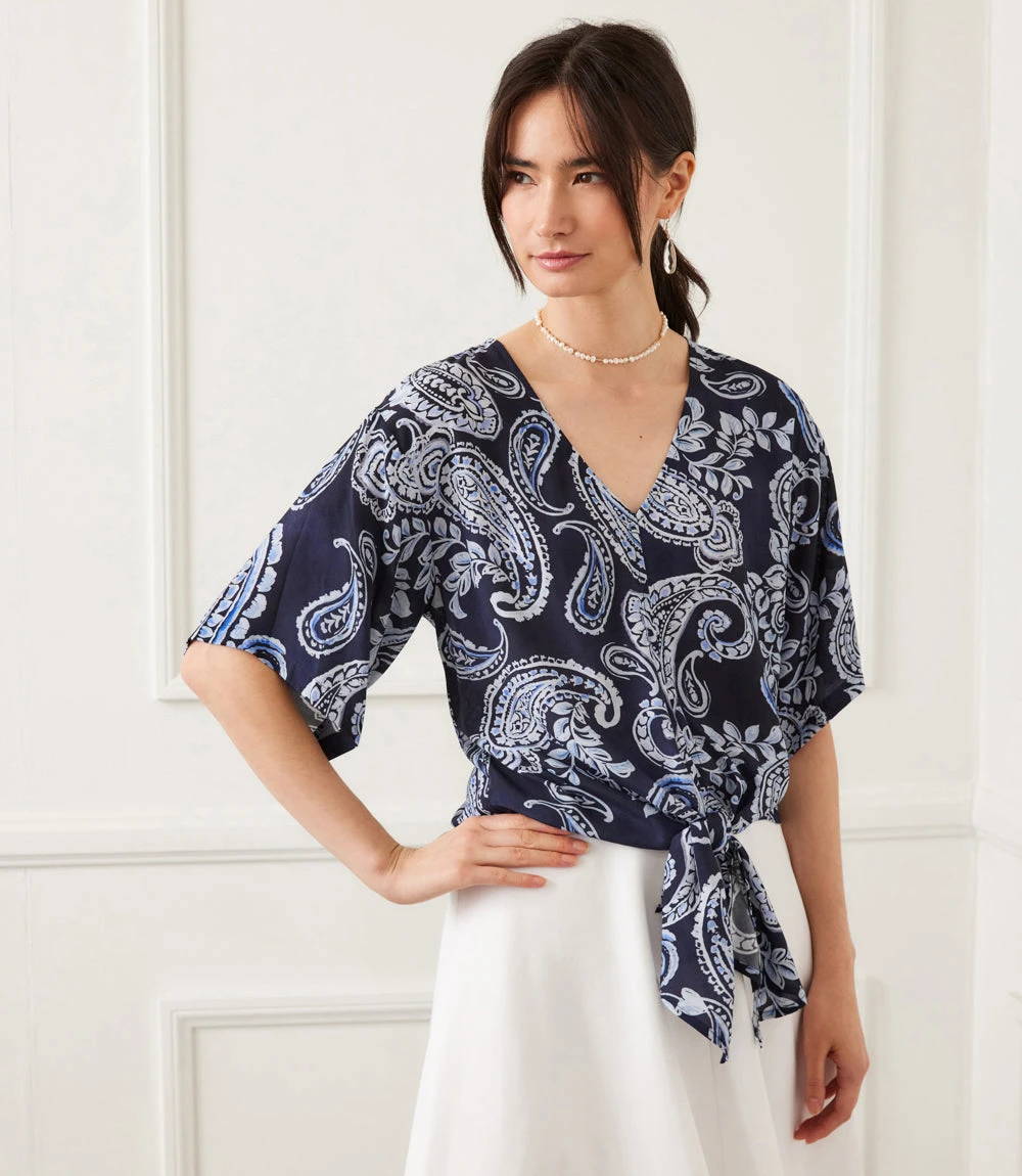 Flutter Sleeve Tie Front Top 1 Flutter Sleeve Tie Front Top
