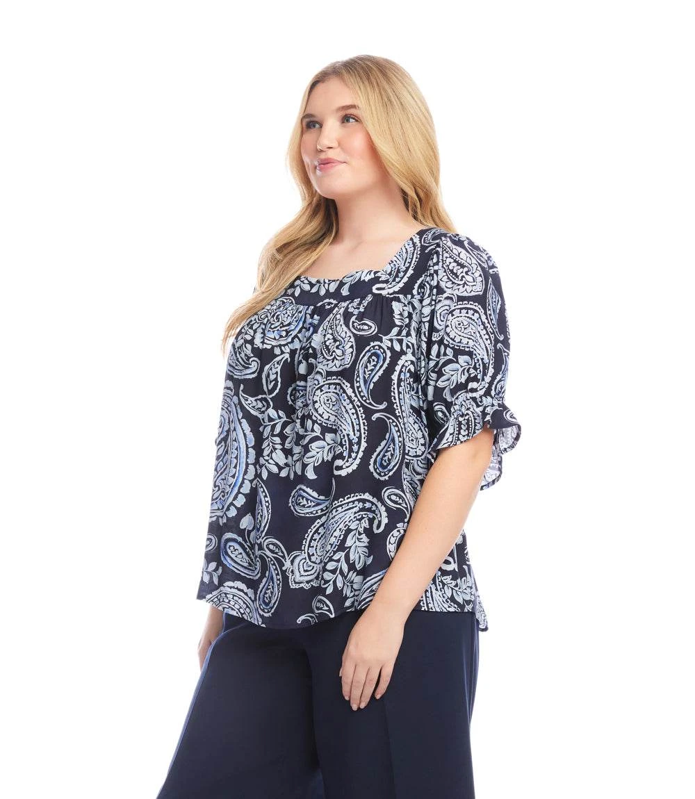 Plus Size Ruffle Sleeve Square Neck Top 2 Plus Size Ruffle Sleeve Square Neck Top - Image 2