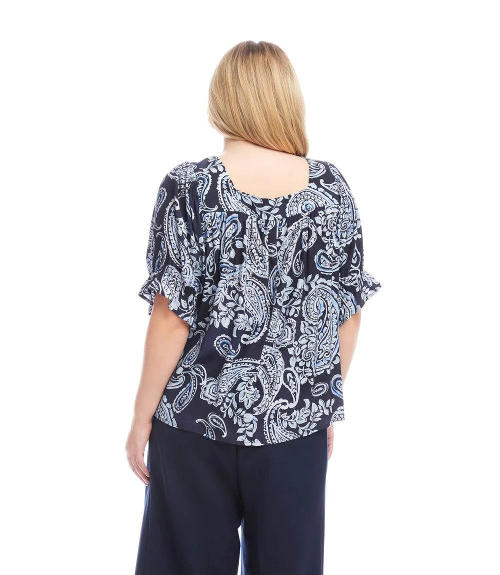 Plus Size Ruffle Sleeve Square Neck Top 3 Plus Size Ruffle Sleeve Square Neck Top - Image 3