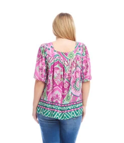 Plus Size Flare Sleeve Square Neck Top -Karen Kane Store 2L29403W PRT KK 2025 Summer 00 3