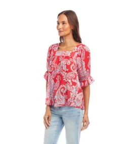 Ruffle Sleeve Square Neck Top -Karen Kane Store 2L30401 PAI karenkane 2025 Summer 00 3