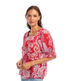 Ruffle Sleeve Square Neck Top -Karen Kane Store 2L30401 PAI karenkane 2025 Summer 00 5