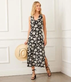 Petite Size Sleeveless V-Neck Midi Dress