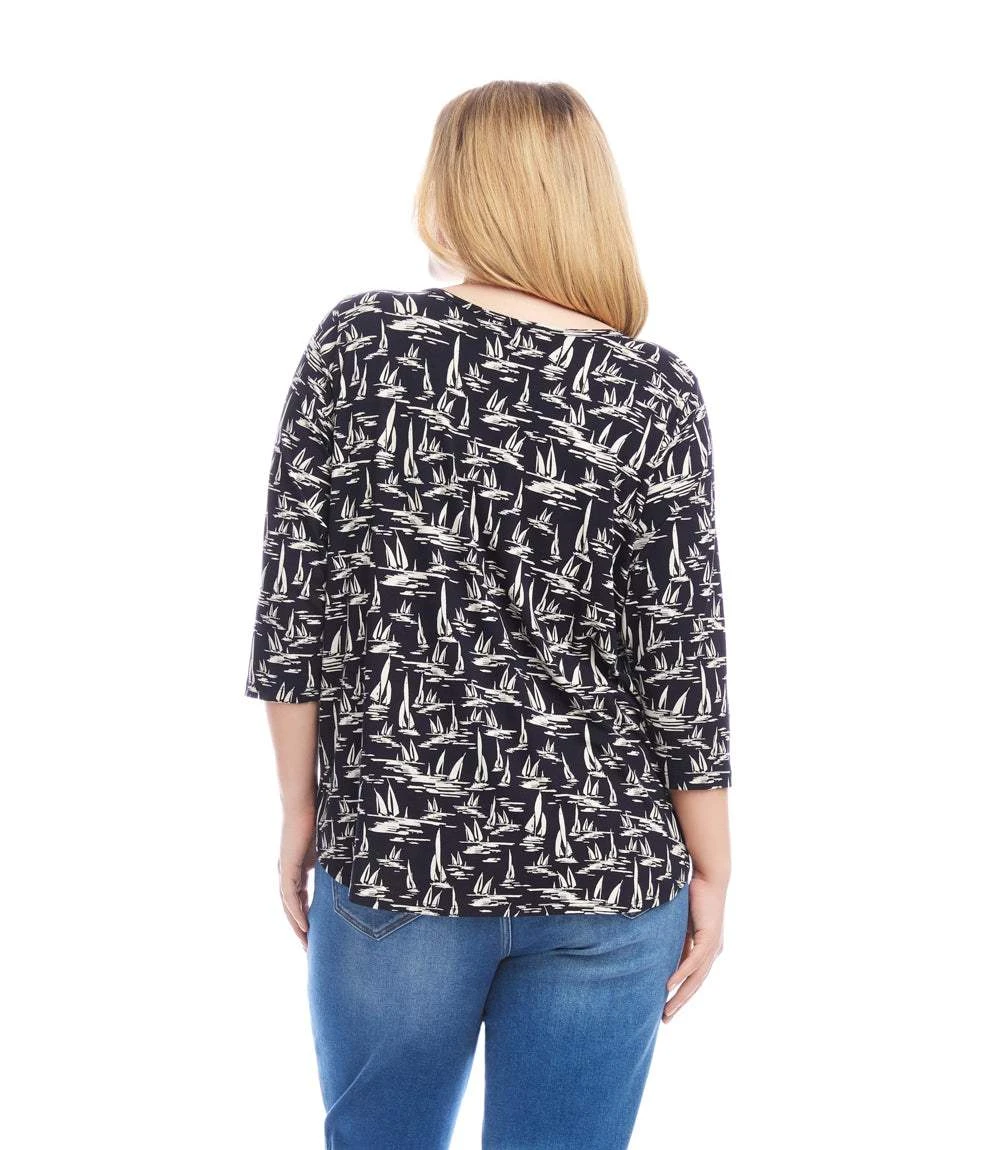 Plus Size 3/4 Sleeve Shirttail Top 3 Plus Size 3/4 Sleeve Shirttail Top - Image 3
