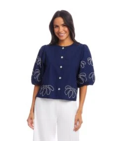 Embroidered Puff Sleeve Shirt 13 Embroidered Puff Sleeve Shirt -Karen Kane Store 2L70107 NAV karenkane 2025 Summer 00 3