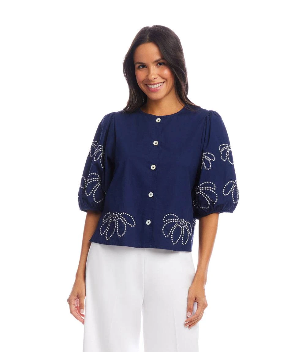 Embroidered Puff Sleeve Shirt 4 Embroidered Puff Sleeve Shirt - Image 4