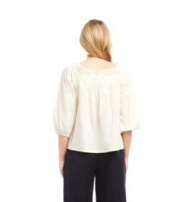 3/4 Sleeve Square Neck Button-Up Blouse -Karen Kane Store 2L70121 CRE KK 2025 Summer 00 6