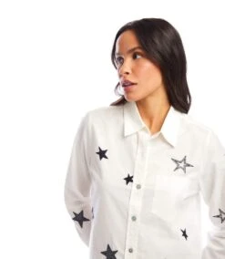 Long Sleeve Embroidered Star Shirt -Karen Kane Store 2L70122 OWN karenkane 2025 Summer 00 6