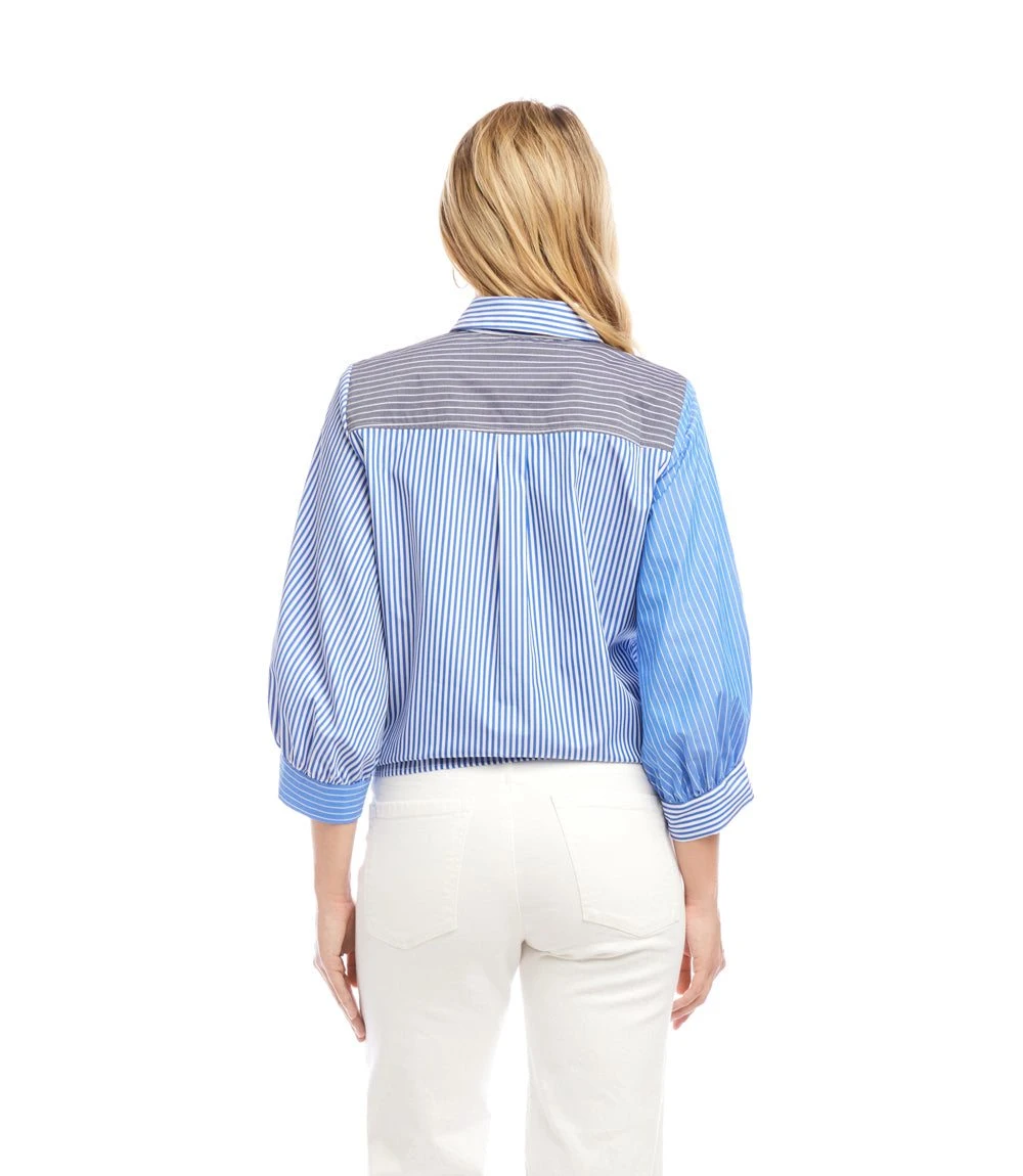 Blouson Sleeve Mixed Stripe Tie-Front Top 6 Blouson Sleeve Mixed Stripe Tie-Front Top - Image 6