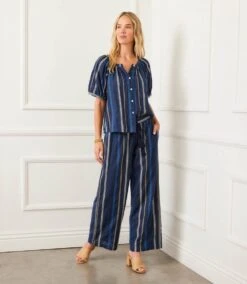 Embroidered Cropped Drawstring Pants