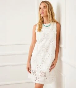 Sleeveless Embroidered Shift Dress