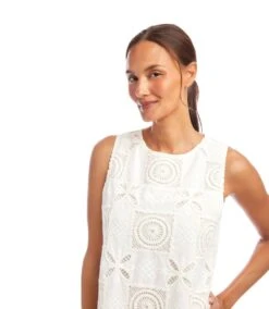 Sleeveless Embroidered Shift Dress -Karen Kane Store 2L70254 IVO karenkane 2025 Summer 00 6