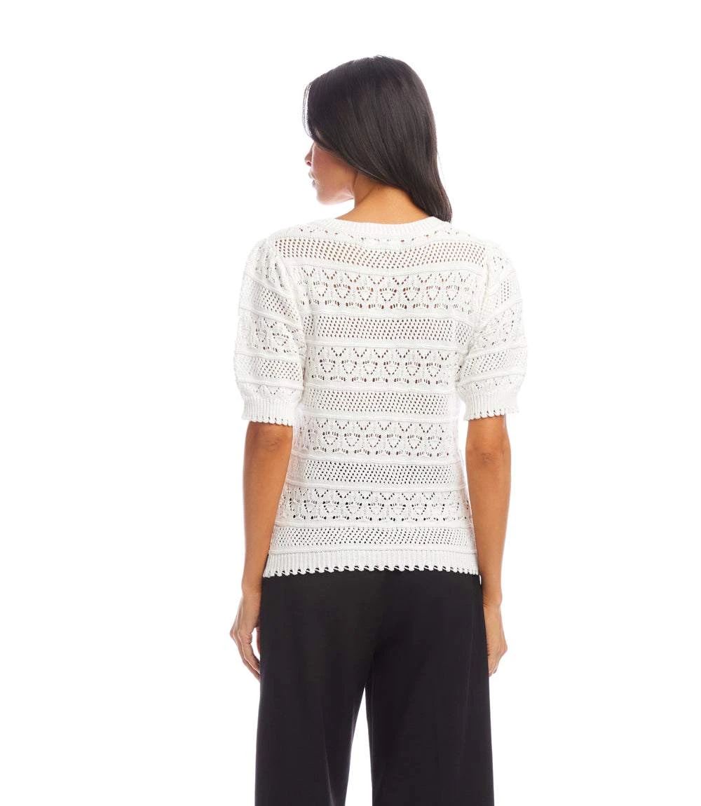 Short Sleeve Crochet V-Neck Top 4 Short Sleeve Crochet V-Neck Top - Image 4