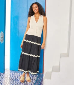 Ric-Rac Trim Tiered Midi Skirt -Karen Kane Store 2L70274 BNA 2025 Summer 00 2