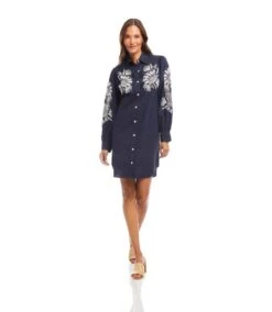 Embroidered Puff Sleeve Shirtdress -Karen Kane Store 2L70275 NAV 2025 Summer 00 3