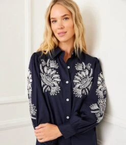 Embroidered Puff Sleeve Shirtdress -Karen Kane Store 2L70275 NAV 2025 Summer 00 8