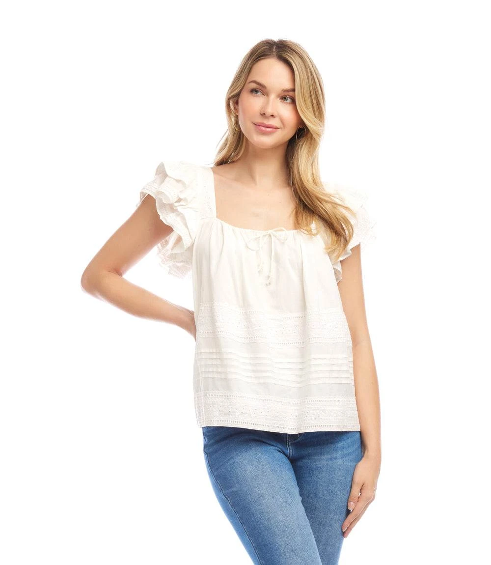 Embroidered Ruffle Sleeve Blouse 2 Embroidered Ruffle Sleeve Blouse - Image 2