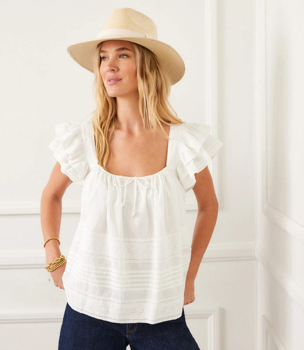 Embroidered Ruffle Sleeve Blouse 1 Embroidered Ruffle Sleeve Blouse