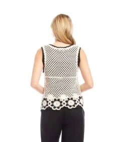 Crochet Flower Detail Sweater Tank 9 Crochet Flower Detail Sweater Tank -Karen Kane Store 2L89112 NWB KK 2025 Summer 00 3