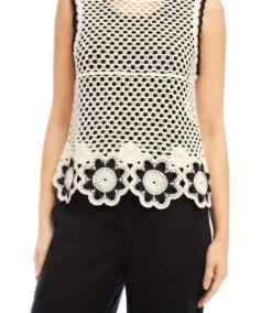 Crochet Flower Detail Sweater Tank 10 Crochet Flower Detail Sweater Tank -Karen Kane Store 2L89112 NWB KK 2025 Summer 00 4