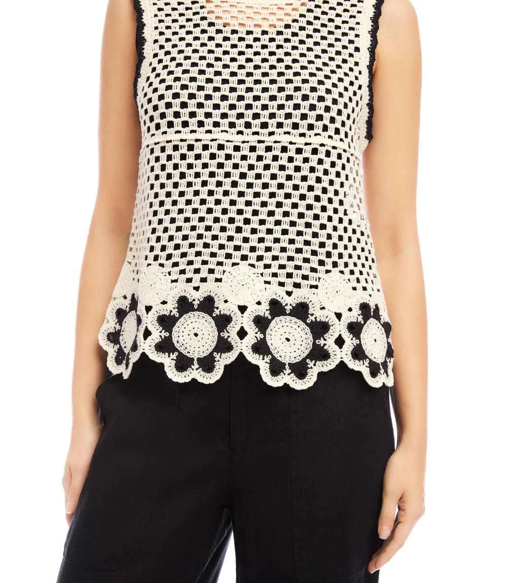 Crochet Flower Detail Sweater Tank 5 Crochet Flower Detail Sweater Tank - Image 5