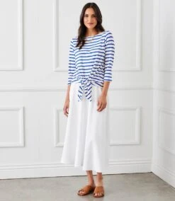 Stripe Boatneck Tie-Front Top 9 Stripe Boatneck Tie-Front Top -Karen Kane Store 310B2D19 A410 45ED 90D0 FB20DE126300