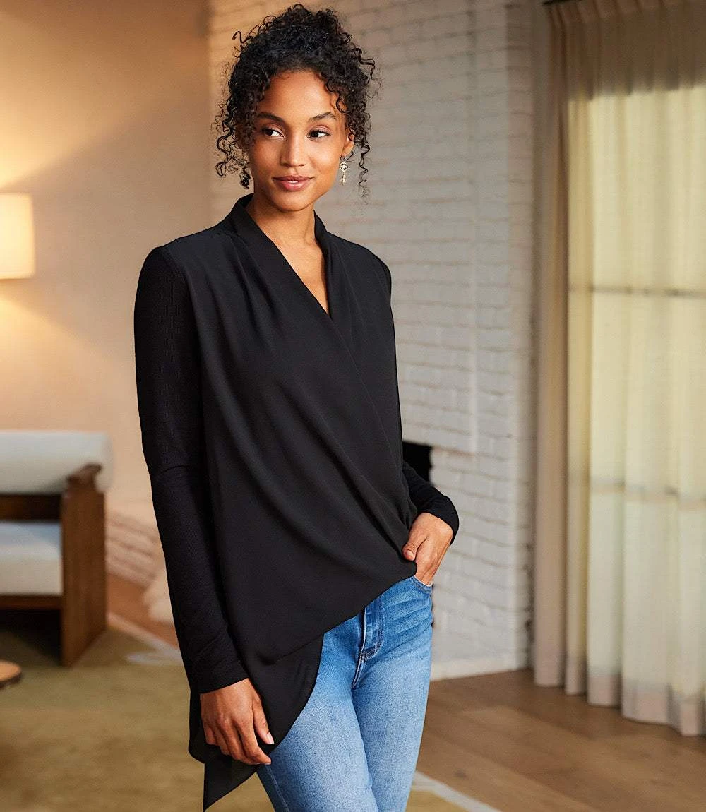 Contrast Double Layer Wrap Top 7 Contrast Double Layer Wrap Top - Image 7