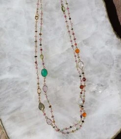 Multi Color Beaded Gemstone Necklace -Karen Kane Store 3ACB000B 4319 467F 87DA C367E067E018