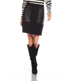 Contrast Faux Leather Pocket Pencil Skirt 8 Contrast Faux Leather Pocket Pencil Skirt -Karen Kane Store 3L09032 BLK karenkane 2025 fall 00 1