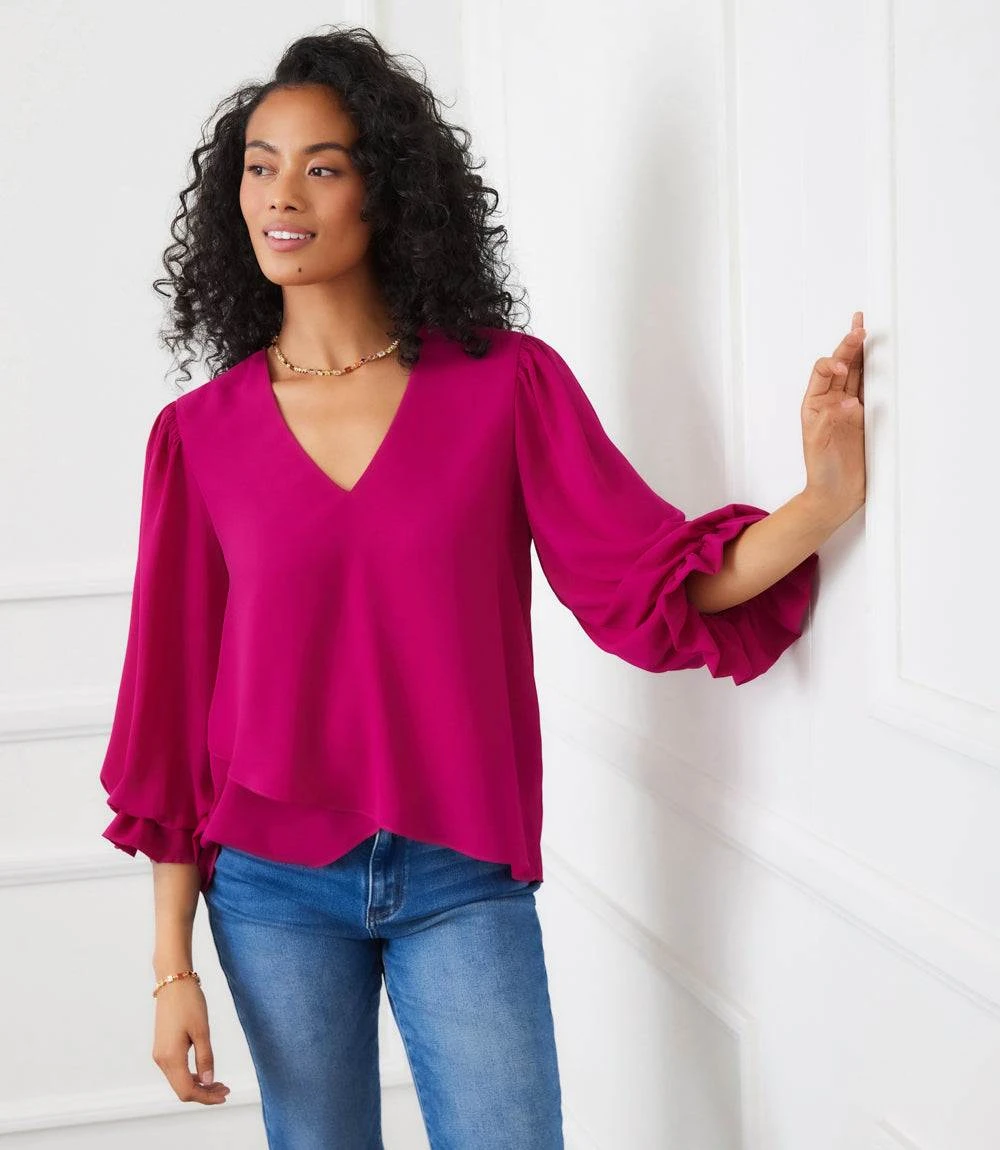 Petite Size Layered Sleeve Asymmetric Top 2 Petite Size Layered Sleeve Asymmetric Top - Image 2