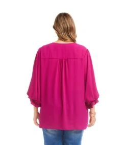 Plus Size Layered Sleeve Asymmetric Top -Karen Kane Store 3L25011W MAG karenkane 2025 fall 00 3