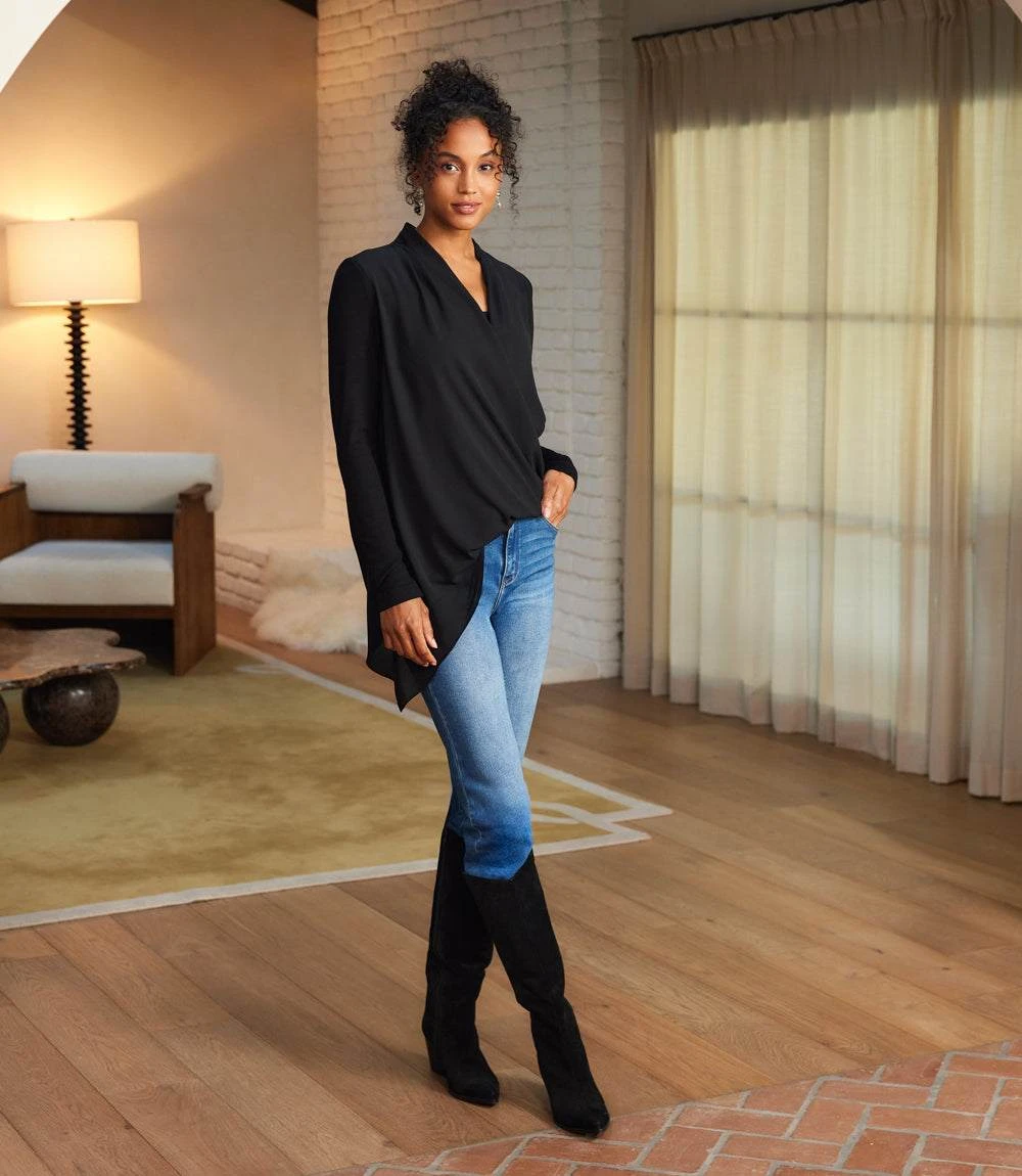 Contrast Double Layer Wrap Top 8 Contrast Double Layer Wrap Top - Image 8