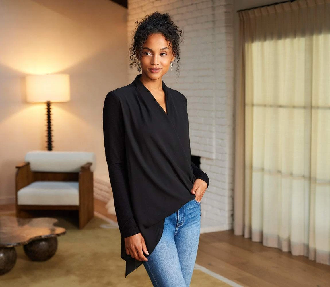 Contrast Double Layer Wrap Top 9 Contrast Double Layer Wrap Top - Image 9