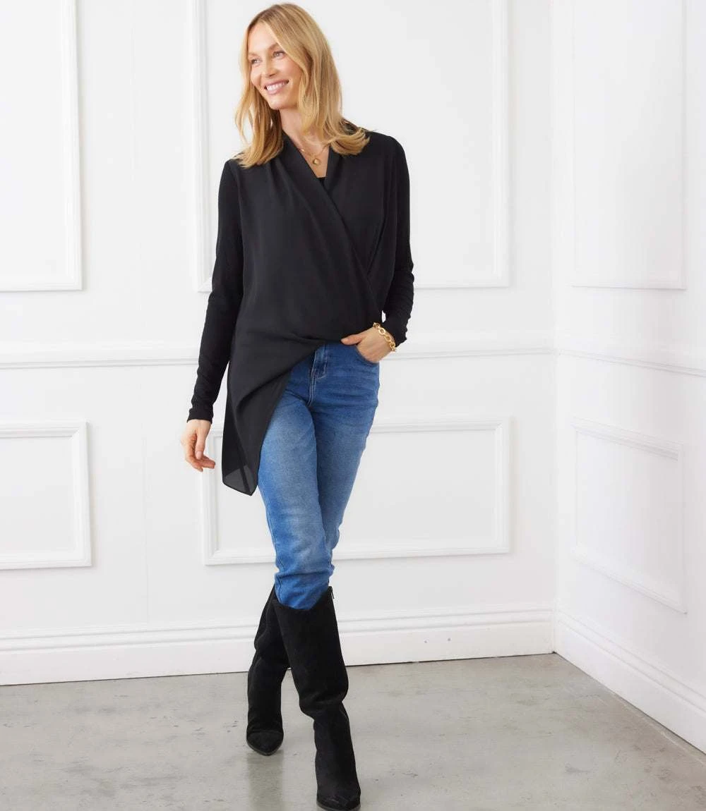 Contrast Double Layer Wrap Top 6 Contrast Double Layer Wrap Top - Image 6