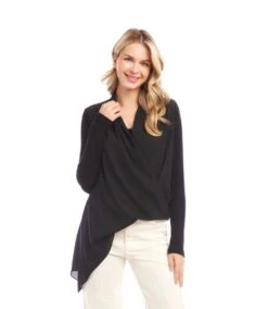 Contrast Double Layer Wrap Top 12 Contrast Double Layer Wrap Top -Karen Kane Store 3L25012 BLK karenkane 2025 fall 00 5