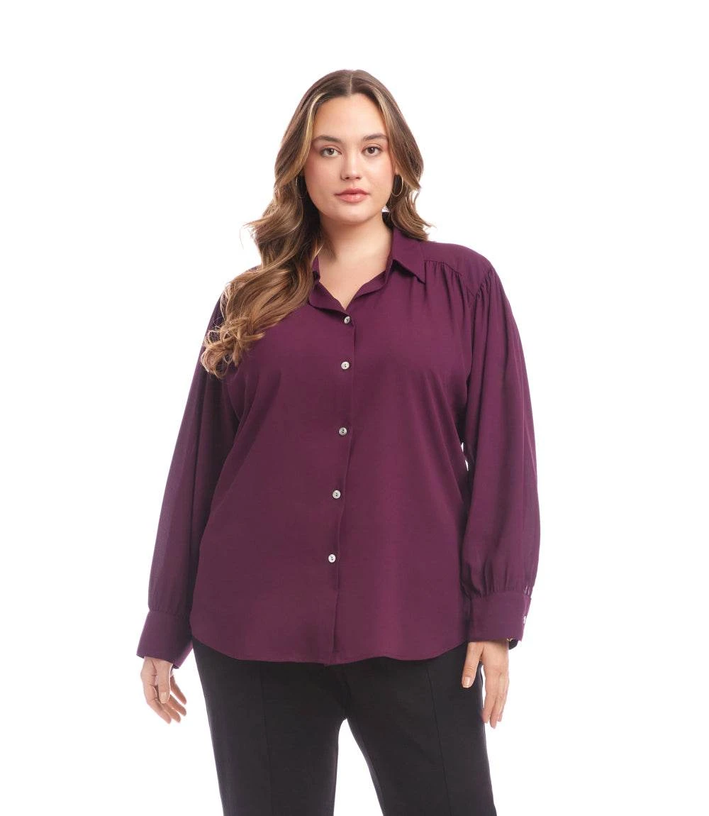 Plus Size Long Sleeve Dropped Shoulder Blouse 1 Plus Size Long Sleeve Dropped Shoulder Blouse