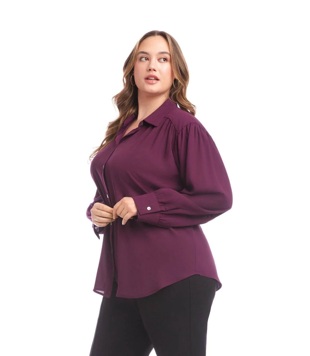 Plus Size Long Sleeve Dropped Shoulder Blouse 2 Plus Size Long Sleeve Dropped Shoulder Blouse - Image 2