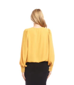 Petite Size Puff Sleeve V-Neck Top 6 Petite Size Puff Sleeve V-Neck Top -Karen Kane Store 3L25018P GOL karenkane 2025 fall 00 3