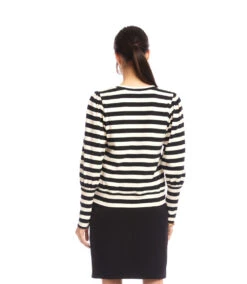 Stripe Bishop Sleeve V-Neck Top -Karen Kane Store 3L25401 BLC karenkane 2025 fall 00 5