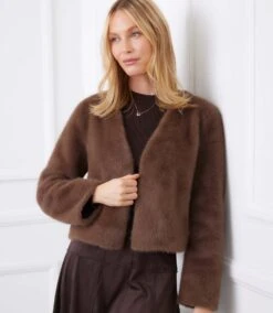Reversible Faux Fur Jacket -Karen Kane Store 3L33400 BRO karenkane 2025 fall 00 4