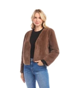 Reversible Faux Fur Jacket -Karen Kane Store 3L33400 BRO karenkane 2025 fall 00 8