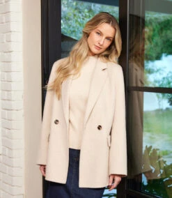 Brushed Double-Breasted Coat