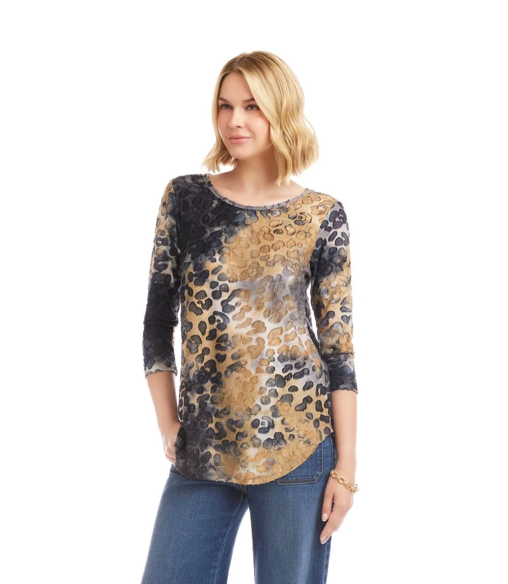 3/4 Sleeve Burnout Shirttail Top 2 3/4 Sleeve Burnout Shirttail Top - Image 2