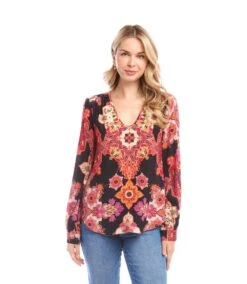 Long Sleeve Shirred Blouse 10 Long Sleeve Shirred Blouse -Karen Kane Store 3L37202 PRT karenkane 2025 fall 00 6