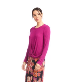 Ribbed Long Sleeve Drape Front Crossover Top -Karen Kane Store 3L37800 MAG karenkane 2025 fall 00 2