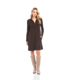 Petite Size Zip-Up Travel Dress -Karen Kane Store 3L51502P BRO karenkane 2025 fall 00 5