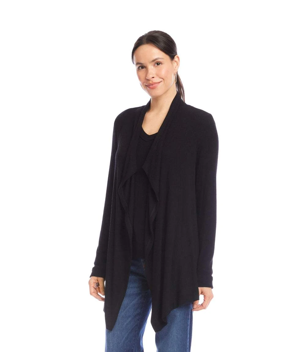 Long Sleeve Ribbed Drape Front Cardigan 4 Long Sleeve Ribbed Drape Front Cardigan - Image 4